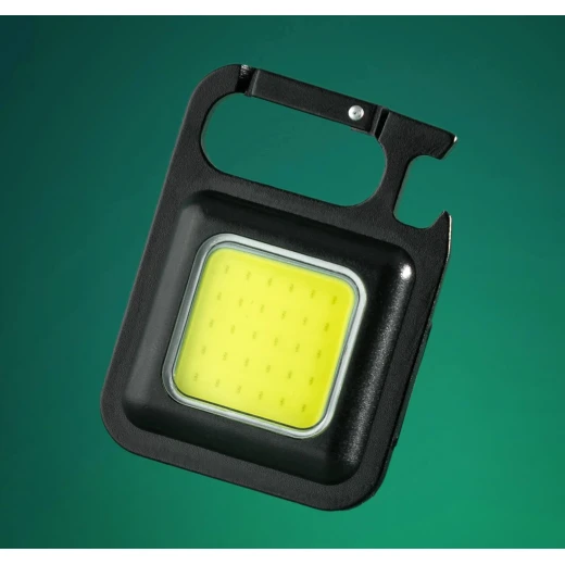 مصباح طوارئ LED مزود بسلسلة مفاتيح COB ومصباح عمل - قابل لإعادة الشحن، 800 لومن، متعدد الوظائف، قاعدة مغناطيسية، فتاحة زجاجات، ضوء USB-C