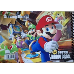 Mario Design Sketchbook, 20 Plain High-Quality 70gsm Pages, Perfect for Drawing and Coloring for Kids, Students, and Game Character Fans