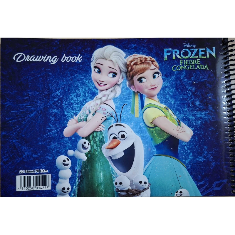 Frozen Design Sketchbook, 20 Plain High-Quality 70gsm Pages, Perfect for Drawing and Coloring for Kids, Students, and Fans of Disney Princesses