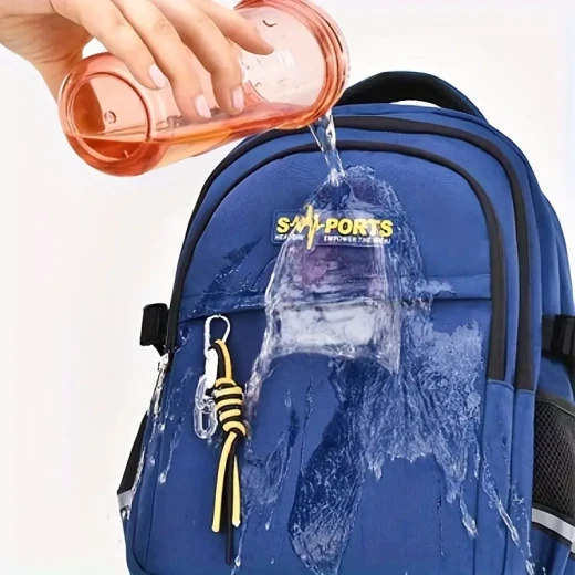 School Backpack – Lightweight, Durable, Spine Support, Multi-Compartment, Navy, Unisex, Size 30x30x18CM - Image 4
