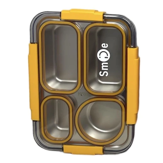 smile Stainless Steel Lunch Box for Kids & Adults – Durable, Leak-Proof, and Eco-Friendly yellow 24x17.8x6.5cm - smile - Image 3