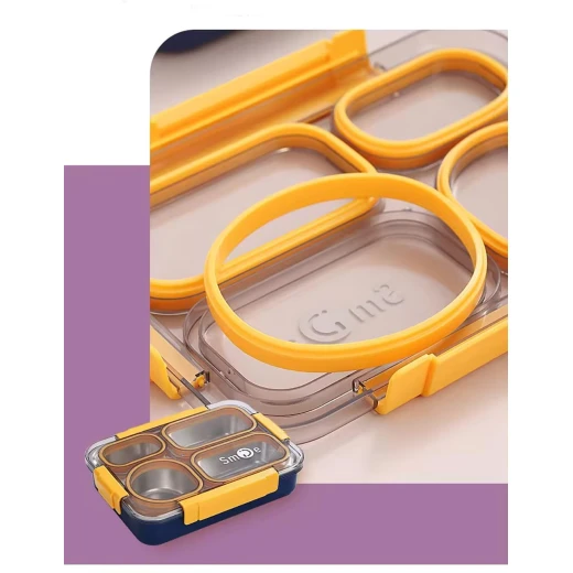 smile Stainless Steel Lunch Box for Kids & Adults – Durable, Leak-Proof, and Eco-Friendly yellow 24x17.8x6.5cm - smile - Image 5
