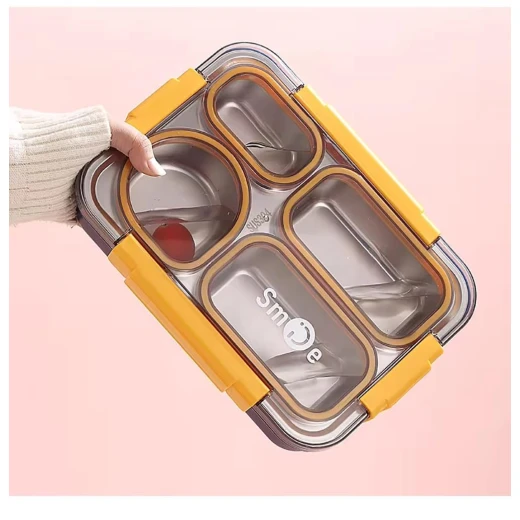 smile Stainless Steel Lunch Box for Kids & Adults – Durable, Leak-Proof, and Eco-Friendly yellow 24x17.8x6.5cm - smile - Image 2