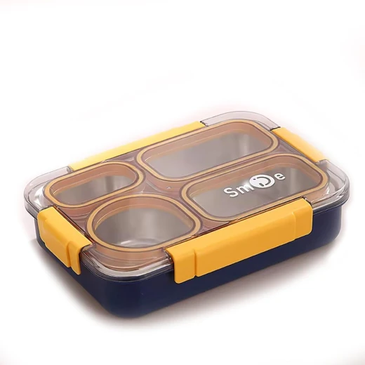 smile Stainless Steel Lunch Box for Kids & Adults – Durable, Leak-Proof, and Eco-Friendly yellow 24x17.8x6.5cm