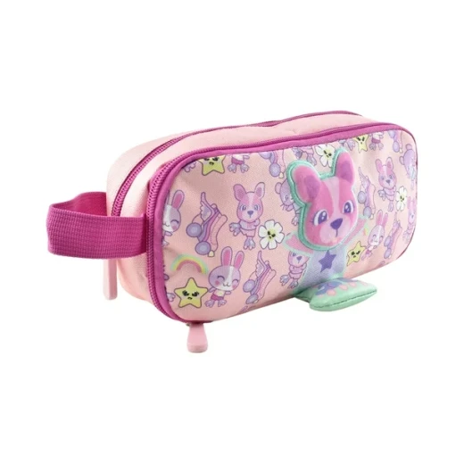 Stage 3-Piece School Set: Backpack 41×12, Lunch Bag 19×8, Pen Case 10×4 cm, Pink Dog Print - Stage - Image 11