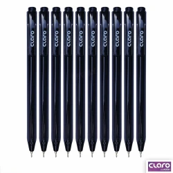 Claro Black Pen Pack - 10 Pens for School & Office