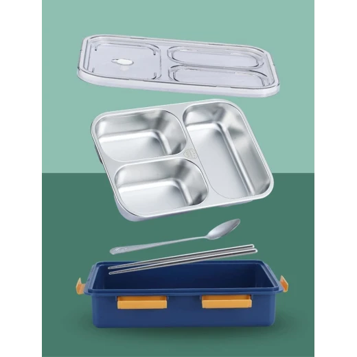 smile Stainless Steel Lunch Box for Kids & Adults – Durable, Leak-Proof, and Eco-Friendly yellow 24x17.8x6.5cm - smile - Image 6