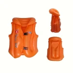 1pc Inflatable Swimming Vest – Adjustable Orange Swim Jacket for Training, Pool & Beach Safety - K store