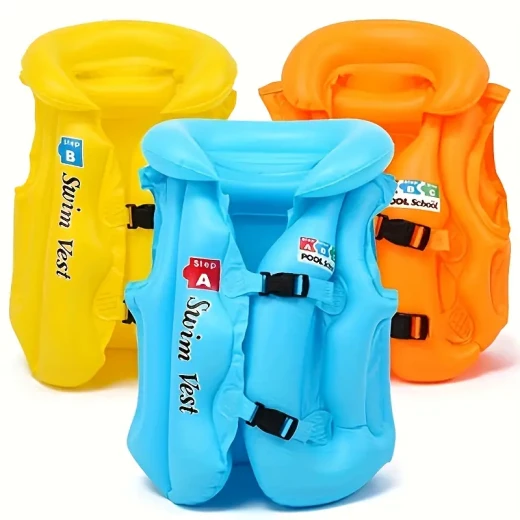 1pc Inflatable Swimming Vest – Adjustable Orange Swim Jacket for Training, Pool & Beach Safety - K store - Image 3