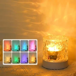 Round 16-Color Rotating RGB Northern Lights Water Ripple USB Ambient Light – LED Table Lamp – Party & Club Decor