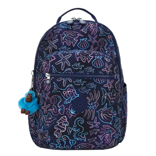 حقيبة ظهر مدرسية من Kipling Seoul College - طبعة Disco Fish حقيبة ظهر مدرسية من Kipling Seoul College - طبعة Disco Fish