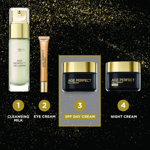 كريم النهار المجدد لخلايا البشرة Age Perfect Cell Renew من لوريال باريس بعامل حماية من أشعة الشمس 15 للبشرة الناضجة، 50 مل (عبوة من قطعة واحدة) - لوريال - Image 4