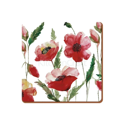 طقم قواعد أكواب KitchenCraft Watercolour Poppy من 6 قطع طقم قواعد أكواب KitchenCraft Watercolour Poppy من 6 قطع