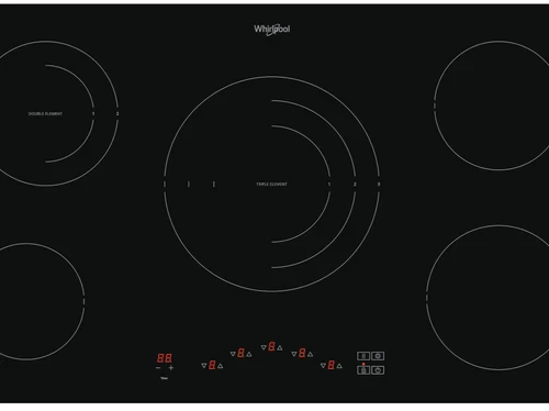Whirlpool 90cm Built-In Electric Ceramic Hob - Black Glass, 5 Zones - ‎Whirlpool