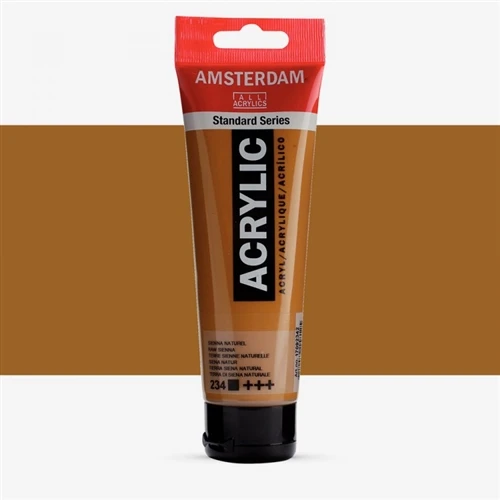 Amsterdam Acrylics 120ml Raw Sienna Paint Tube - High Lightfastness - Amsterdam