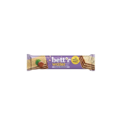 Bett'r Cacao Hazelnut Wafer 30g - Sugar-Free Organic Snack Bett'r Cacao Hazelnut Wafer 30g - Sugar-Free Organic Snack