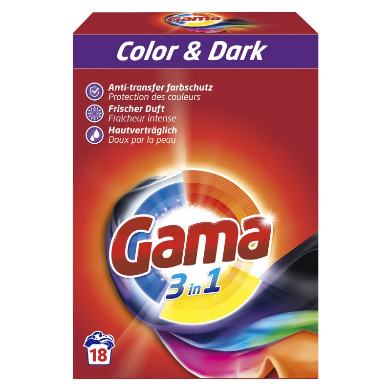 GAMA Universal Laundry Powder Color & Dark Range 18 Washes 1.08kg - Effective Cleaning - Gama