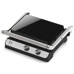 Shark AG-4400 B Electric Grill, Black, 2000W - Medium Size, Fast and Efficient Cooking, Non-Stick Surface, Adjustable Temperature, Easy to Clean, Ideal for Home Grilling and Healthy Meals