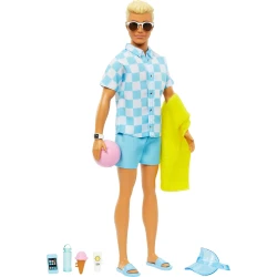 Mattel Barbie Ken Beach Doll with Swim Trunks & Accessories for Kids Fun Playtime Gift