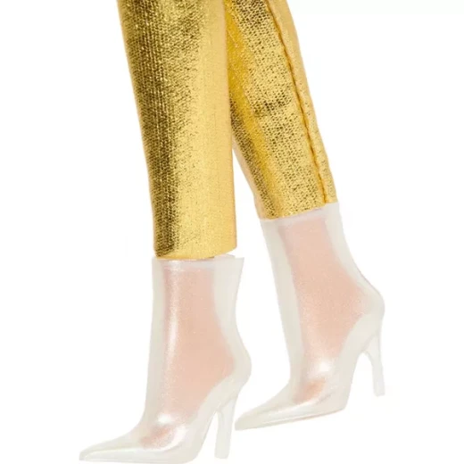 Mattel Barbie 10.9" Fashionistas Petite Doll Golden Jumpsuit 65th Anniversary Gift for Collectors - Barbie - Image 4
