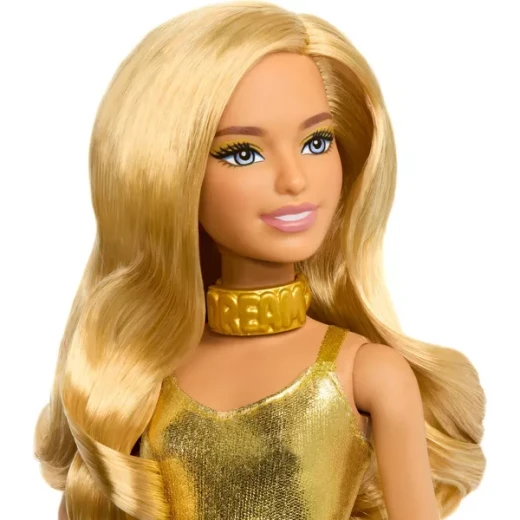Mattel Barbie 10.9" Fashionistas Petite Doll Golden Jumpsuit 65th Anniversary Gift for Collectors - Barbie - Image 3
