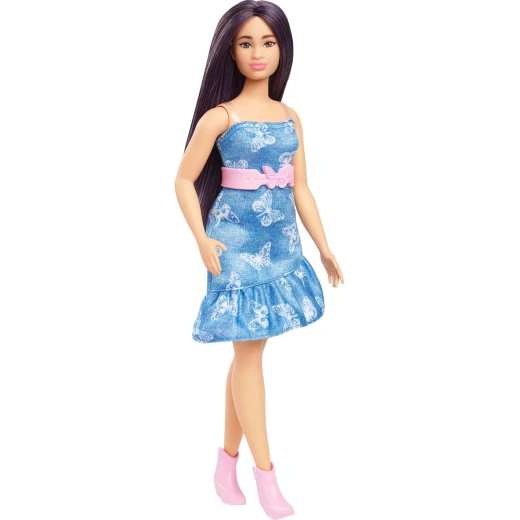 Barbie Fashionistas Doll #231 with Purple Hair Denim Butterfly Dress and Boots for Girls - Barbie - Image 6
