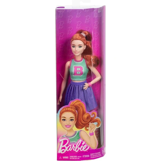 Mattel Barbie Fashionistas Doll #232 Red Hair Jersey Top Purple Skirt Kids Toy Gift - Barbie - Image 5