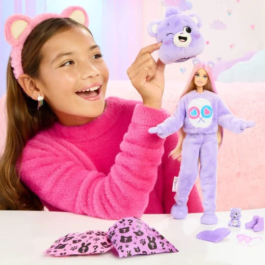 Mattel Barbie Cutie Reveal Doll & Accessories Share Bear Costume with Color Change & Mini Bear - Barbie - Image 2