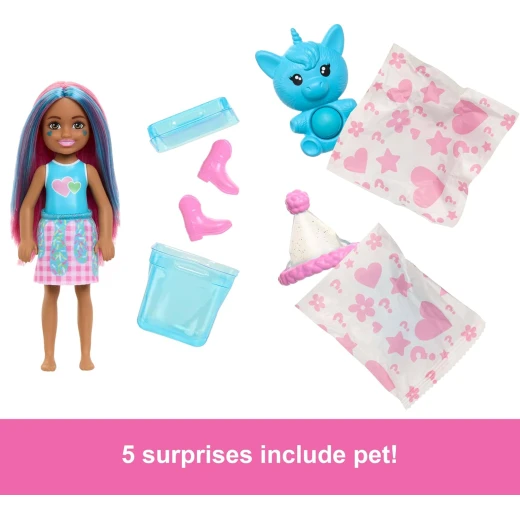 Mattel Barbie Chelsea Pop Reveal Doll Set with Scented Doll, Pop It Pet & Color Change Surprises - Barbie - Image 3