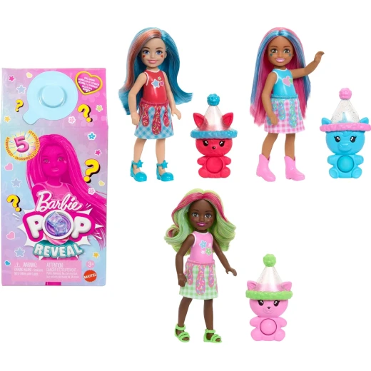 Mattel Barbie Chelsea Pop Reveal Doll Set with Scented Doll, Pop It Pet & Color Change Surprises - Barbie - Image 6