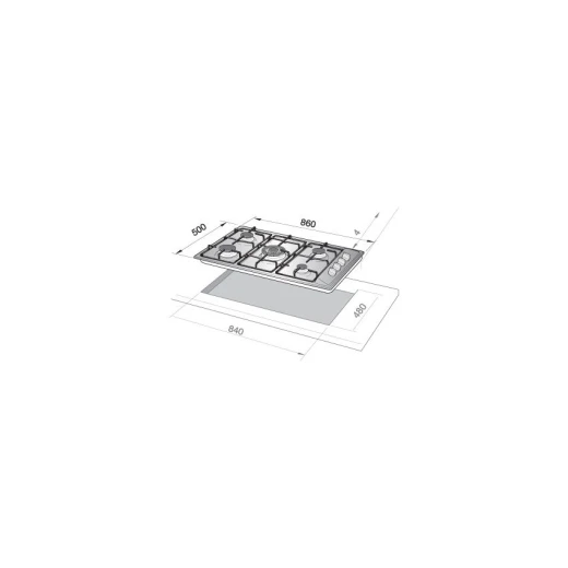 طباخ غاز البا مدمج 90 سم 5 شعلات ستانلس ستيل E90-540 - إلبا - Image 2