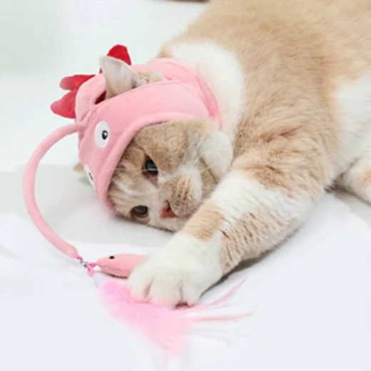 pets Interactive Angler Fish Cat Hat with Feather Toy - Pets - Image 4