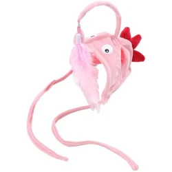 pets Interactive Angler Fish Cat Hat with Feather Toy
