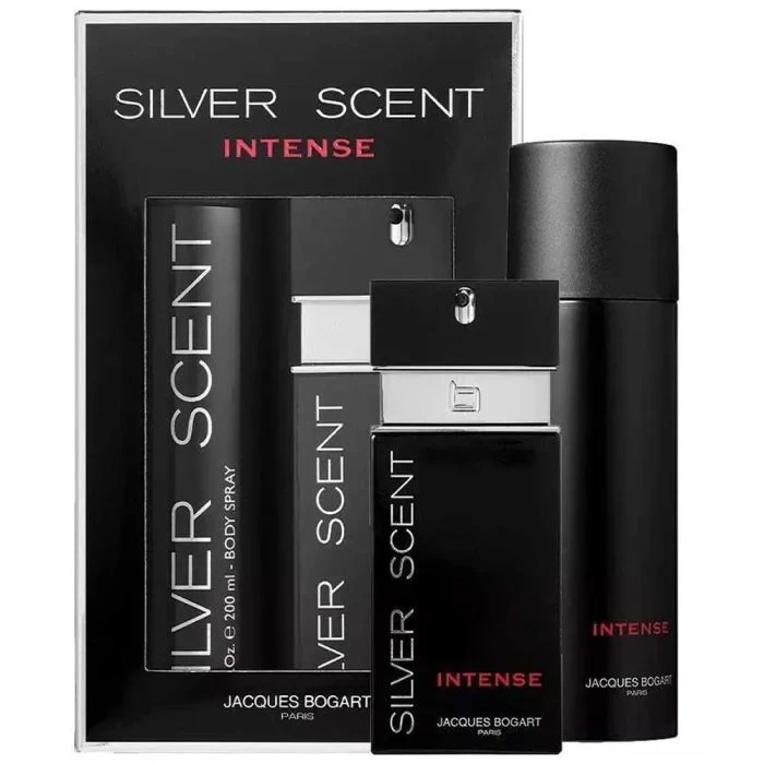 Jacques Bogart Silver Scent Intense Gift Set for Men - 100ml EDT & Body Spray - Jacques Bogart