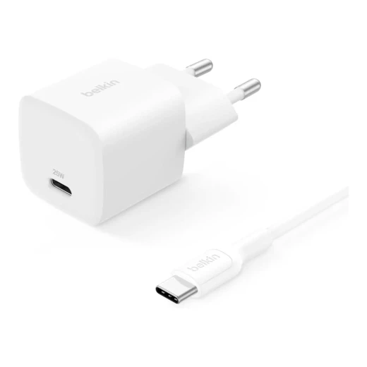 شاحن حائط بيلكين 25W USB-C: شحن سريع للهواتف والأجهزة اللوحية مع PPS White WCA012KQWH شاحن حائط بيلكين 25W USB-C: شحن سريع للهواتف والأجهزة اللوحية مع PPS White WCA012KQWH