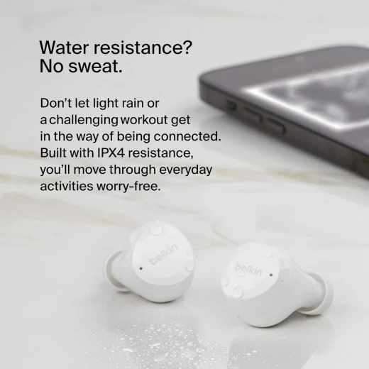 Belkin SoundForm Bolt True Wireless Earbuds, Wireless earphones with up to 28H of battery life and Mono Mode, IPX4 sweat and water resistance, Bluetooth headphones with mic for iPhone, Galaxy and more - Belkin - Image 3
