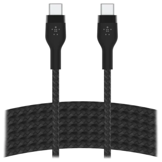 كابل بلكين بوست تشارج برو فليكس مضفّر من السيليكون – USB-C إلى USB-C، بطول 3 أمتار، أسود كابل بلكين بوست تشارج برو فليكس مضفّر من السيليكون – USB-C إلى USB-C، بطول 3 أمتار، أسود