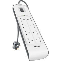 Belkin 8-Port Surge Protector with 2 USB Ports - White