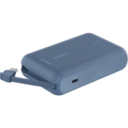 Belkin BoostCharge power bank 10000mAh, portable power bank with integrated cable PD 20W, fast charge USB-C power delivery, power bank fast charging for iPhone 16 series, iPad Pro, Galaxy S24 and more