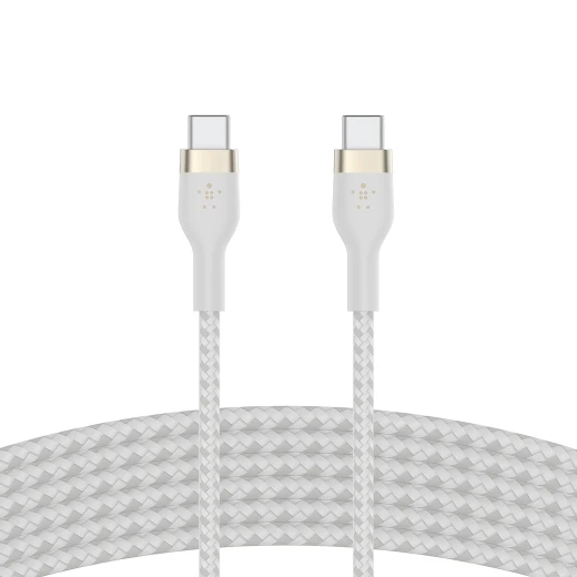 Belkin BoostCharge PRO Flex USB-C to USB-C Braided Silicone Cable, 3M, White
