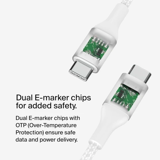 كابل بلكين بوست تشارج برو فليكس من USB-C إلى USB-C بطول 3 أمتار – أبيض - بيلكين - Image 5