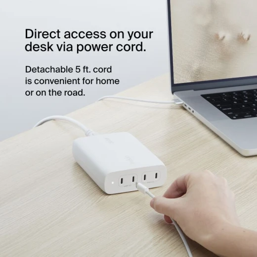 شاحن حائط بيلكين 200W USB-C GAN - 4 منافذ، شحن سريع - بيلكين - Image 8