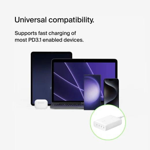 شاحن حائط بيلكين 200W USB-C GAN - 4 منافذ، شحن سريع - بيلكين - Image 9