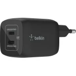 شاحن بلكين BoostCharge PRO مزدوج بقدرة 65 واط، بمنفذي USB-C وتقنية GaN وPPS، يوفر 65 واط أو 45 + 20 واط عند استخدام المنفذين معًا - بيلكين