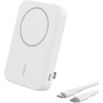 باور بنك بلكين لاسلكي محمول بقدرة 15 واط وسعة 8000 مللي أمبير، معتمد من Qi2 – شاحن MagSafe مزود بحامل مدمج قابل للطي، متوافق مع iPhone 17 وAir وPro وPro Max وGoogle Pixel 10 وغيرها – أبيض - بيلكين