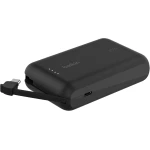 باور بانك بيلكين BoostCharge بسعة 10000 مللي أمبير – PD بقوة 20 واط مع كابل USB-C مدمج ومنفذ USB-C – أسود - بيلكين