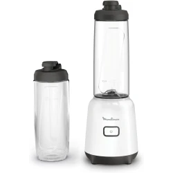 Moulinex Mix & Move Mini Blender Mixer, 2 To-Go Bottles in Premium Tritan, Space-Saving Compact Design, Easy-Cleaning Removable Blades, 300 W, Easy and Ergonomic Single-Button Control, LM15F127