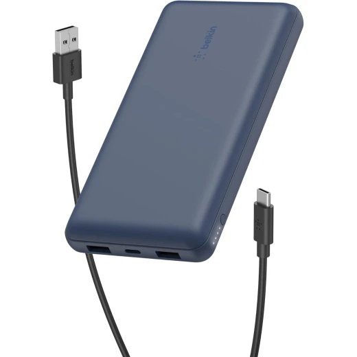 باور بانك بيلكين بوست تشارج بسعة 20,000 مللي أمبير، بثلاثة منافذ – USB-C بقوة 15 واط، ومنفذين USB-A، مع كابل USB-A إلى USB-C بطول 15 سم، أزرق باور بانك بيلكين بوست تشارج بسعة 20,000 مللي أمبير، بثلاثة منافذ – USB-C بقوة 15 واط، ومنفذين USB-A، مع كابل USB-A إلى USB-C بطول 15 سم، أزرق