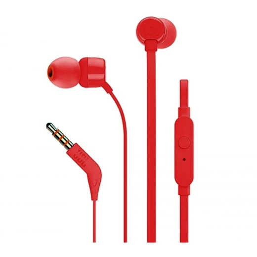 سماعات أذن JBL TUNE 110 - أحمر: صوت جهير نقي سماعات أذن JBL TUNE 110 - أحمر: صوت جهير نقي