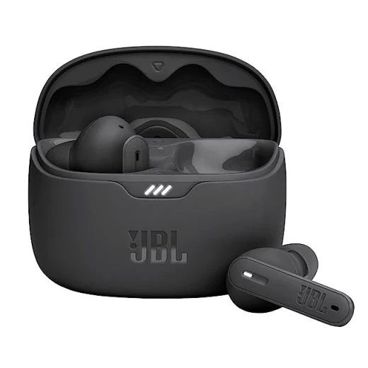 سماعات JBL Tune Beam اللاسلكية الحقيقية باللون الأسود - صوت جهير نقي